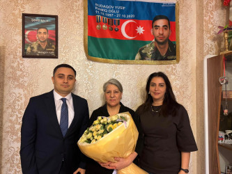 Şəhid Yusif Budaqovun anası Lətafət xanım yubileyi münasibətilə ziyarət olundu