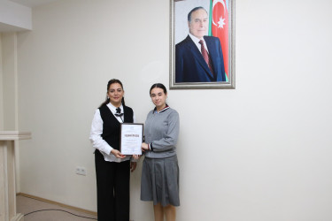 Səbaildə “Uşaqların hüquqları və məsuliyyətləri” mövzusunda keçirilən sorğuda yüksək nəticə göstərmiş şagirdlər ilə görüş keçirilmişdir