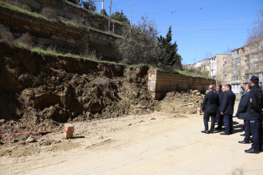 Rayon İcra Hakimiyyətinin başçısı Badamdar qəsəbəsində torpaq sürüşməsi baş vermiş əraziyə baxış keçirmişdir
