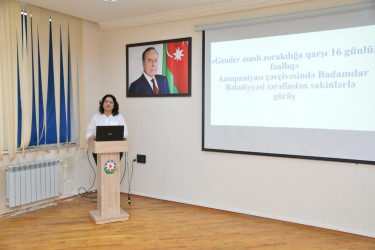 Səbail rayonunda “Gender əsaslı zorakılığa qarşı 16 günlük fəallıq” kampaniyası çərçivəsində maarifləndirmə işləri aparılır